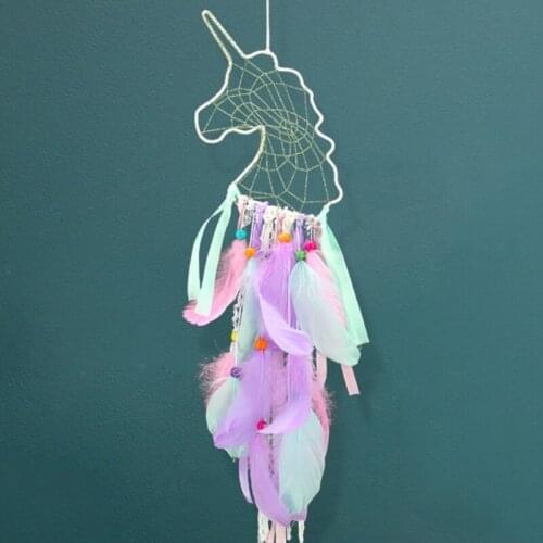 Ins Creative Unicorn Dream Catcher Feather Dream Catcher Home Decoration Pendant Room Decoration Gift Kawaii Unicorn Room Decor