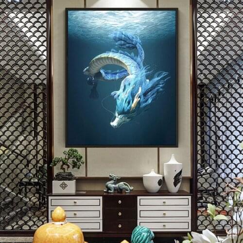 Painting by numbers art paint by number Hand-painted sacred Chinese national dragon home corridor decorative painting