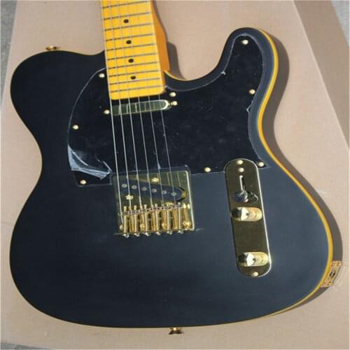 Classic electric guitar, TL style, basswood body, maple neck, black matte paint, custom guitar, free