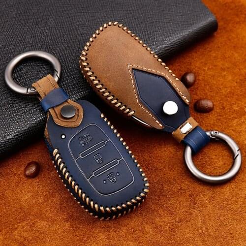 Crazy horse leather car key case For Hyundai i10 i20 i30 IX25 IX35 IX45 Elantra Accent I40 L109 HB20 Creta Mistra Solaris KONA