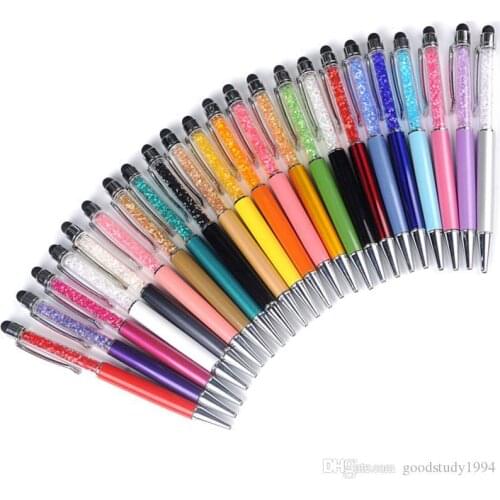 Creative 24 Color Bling Crystal Ballpoint Pen Creative Pilot Stylus Touch Pen for Writing Stationery Office School Student Gift