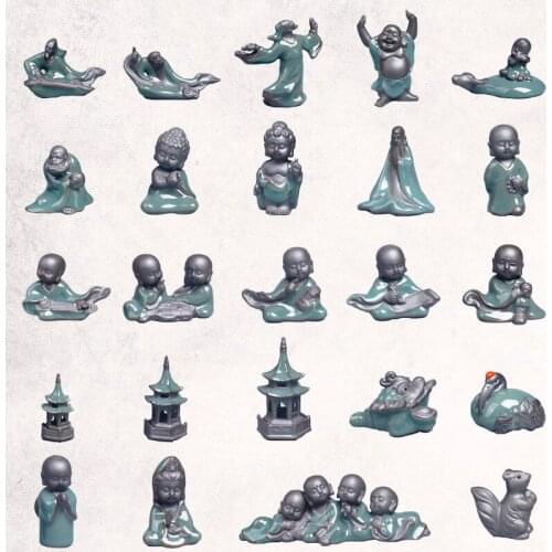 Zen flower pet creative Ge kiln opening film Chinese personalized car decoration home office Club ceramic flower feeder