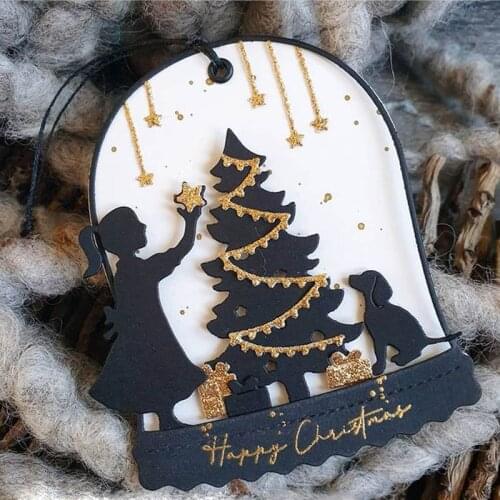 Christmas tree metal cutting dies mold Round hole label tag Scrapbook paper craft knife mould blade punch stencils dies