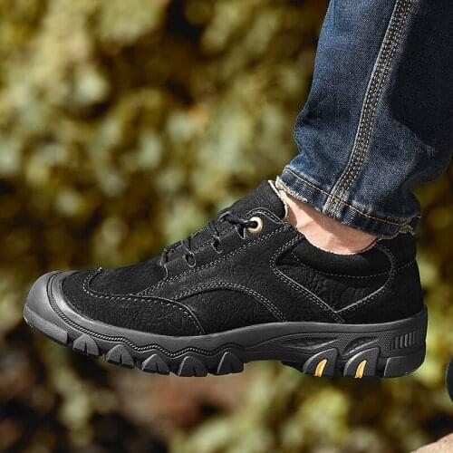Shoes for Men Outdoor Sports Camping Shoes genuine leather Tactical Sneakers Leather Breathable Non-slip men shoes