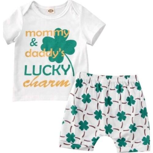 0-24M Newborn Kids Baby Boy Cartoon Outfit Clothes Short Sleece T-shirt Top+Pants/Trousers 2PCS Set