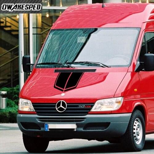 Car Hood Bonnet Sticker For-Mercedes Benz Sprinter MVP Racing Sport Stripes Auto Engine Cover Decor Vinyl Decals
