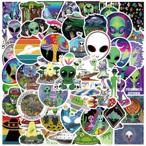 10/30/50PCS Alien Cartoon Graffiti Stickers Motorcycle Luggage Laptop Mobile Phone Refrigerator Stickers Wholesale