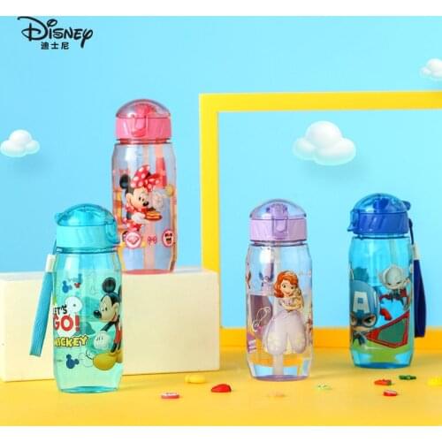 New Disney 450 MLMinnie Mickey Mouse Cartoon cups With straw kids sophia Sport Bottles girls Princess Feeding cups