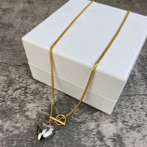 Popular brand fashion jewelry ladies gifts retro winter retro street style chain heart pendant necklace necklace party necklace