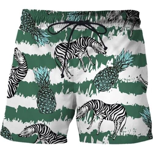 New Abstract pattern Cartoon animal Mens Beach Shorts Pants Fitness Quick-drying Swimwear Street Funny Funny 3D Print Shorts