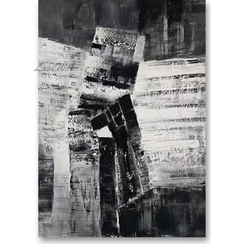 Modern Latest Design Black And White Abstract Oil Painting Canvas Art Wall Hanging Frameless Acrylic Wall Decor Picture Artwork