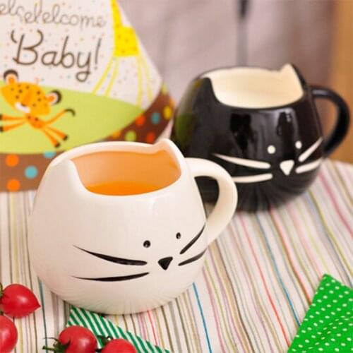 Heat Resistant Cat Shape Coffee Cup Bone China Black And White Mugs Special Milk Cups Drinkware Mugs