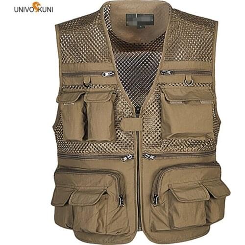 UNIVOS KUNI Men Tactical Vest Chest Pocket Summer Mesh Casual Work Clothing Collarless Breathable Big Size 5XL Chaleco Tactico