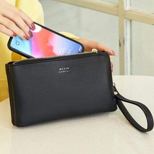 Trendy Ladies Handbags Pure Color Crossbody Shoulder Bag Mobile Phone Pockets for Women Zipper Long Wallets Coin Purse sac femme