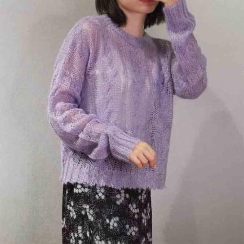 Women Sweater 2019 Early Autumn Hollow Three-color Wild Sweater Top