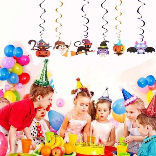 1pc Halloween Ghost Witch Theme Party Decorations PVC Spiral Swirls Streamer Hanging Banner Garland Cartoon Bunting Pendant