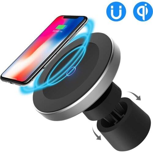 10W Fast Charging Magnetic Wireless Car Charger 360 Degree Rotation Wireless Charging Air Vent Dashboard Car Phone Holder