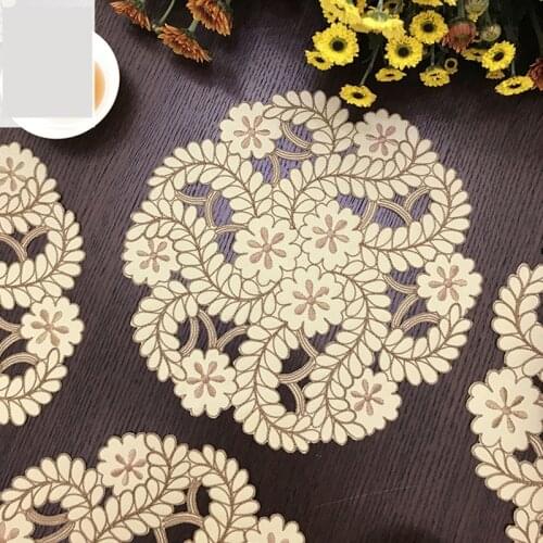 3PCS/set pastoral embroidered circle cabinet floral Table Hollow Decoration Accessories Placemat Coffee table mat Pads M566
