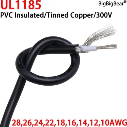 1M 28 26 24 22 20 18 16 14 12 10 AWG UL1185 1153 Shielded Wire Signal Cable Channel Audio Single Core Copper Shielding Wire