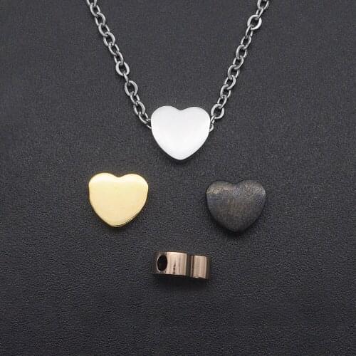 5pcs/lot 100% Stainless Steel DIY Heart Beads Wholesale OEM Order Accepted Never Fade 1.8mm Hole Small Bead Top Quality