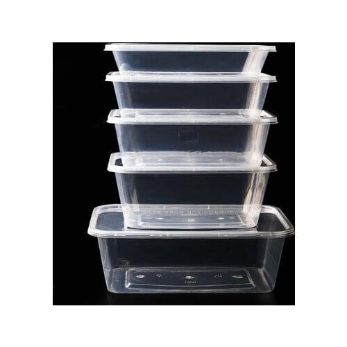 50pcs/pack Thick Disposable Lunch Box Food Package Takeaway Plastic Fast Food Fruit Salad Storage With Lid