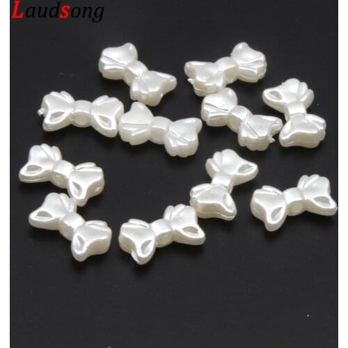 50pcs Bow-knot Beads Imitation Pearls Acrylic Spacer Beads For Jewelry Making 9x15mm Loose Beads DIY Bracelet