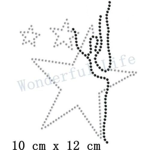 Free shipping Dance Ballet Star Iron On Bling Rhinestones Transfer