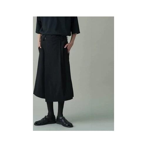 New mens pants, Capris, Yamamoto style, dark, loose, asymmetric warrior skirt, leisure fashion trend