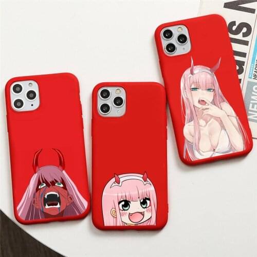 Anime Cute Zero Two Dois Querida Na FRANXX Phone Case For iphone 12 11 Pro Max Mini XS 8 7 6 6S Plus X SE 2020 XR Red Cover