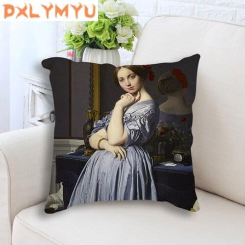 Decorative Pillowcase French Character Portrait Painting Print Linen Cushion Covers Throw Pillow Cover Nordic Cushion Case
