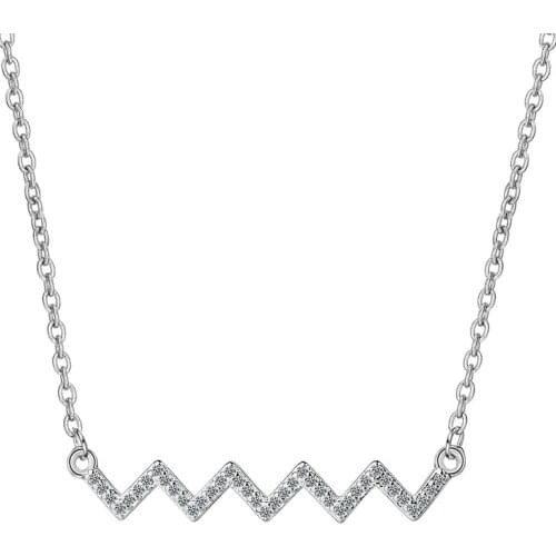 Long Wave Shaped 5A Zirconia Pendant Necklaces Fashion Silver Color Choker Necklaces Wedding Party Jewelry Gifts for Women