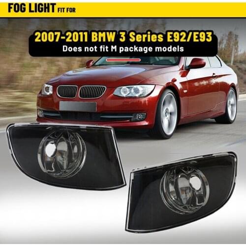 For BMW E92 E93 3 SERIES 2DR 2007-2011 Front Bumper Black Fog Lamp Transparent Lens Lamp