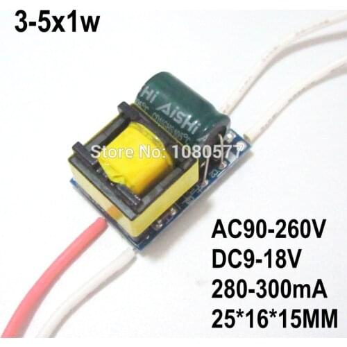 10pcs 3-5X1w High Power LED Driver DC9-18V Lamp Power Supply, 280mA 300mA 3x1w 4x1w 5x1w Lighting Transformers