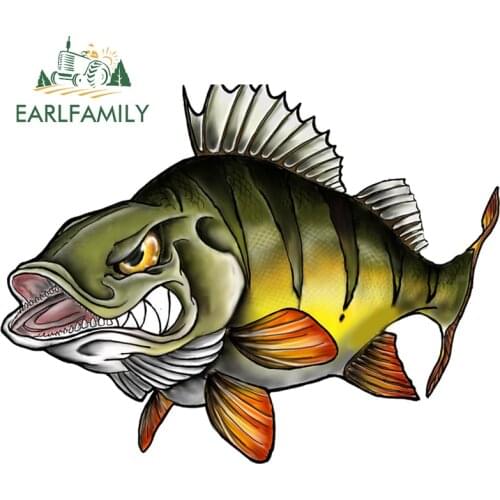 EARLFAMILY 13cm x 9.9cm for Peacock Bass Fish Anime Car Stickers Motorcycle Decal Funny Vinyl Creativite Laptop Decals Decor