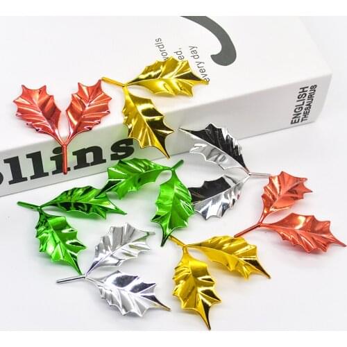 24 pieces of artificial plastic colored leaves home Christmas wedding decorations DIY Christmas tree wreath handmade accessories