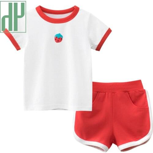 HH Kids Clothing Sets 2021 Summer Baby Girls Clothes Suit Boys Cotton Comfort T-shirt Shorts Childrens Clothing For 2-7 Years