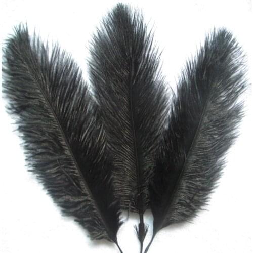 Hot! 10Pcs/lot Natural 15-20cm 6-8 inch black Color Ostrich Feathers ostrich plumes for party /wedding decorative