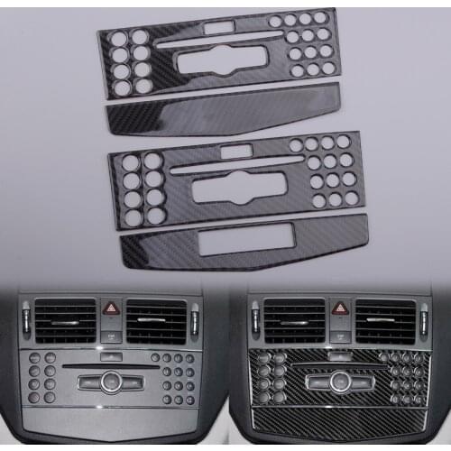 Front Console CD Adjustment Frame Panel Cover Trim Car Carbon Fiber Fit For Mercedes Benz C-Class W204 2007 2008 2009 2010