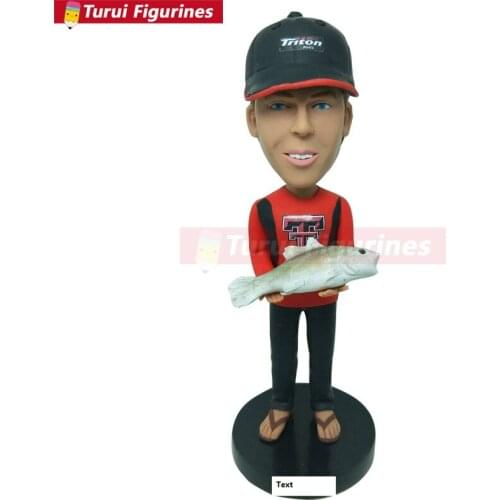 Personalized Bobble Head Fisherman Bobblehead Fisher Boyfriend Fisher Birthday Fishman Father Gift figurines miniatures dolls