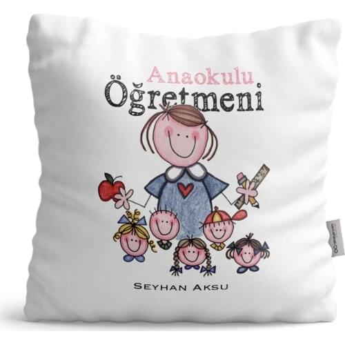 Personalized Nursery School Teacher Satin Pillow-2