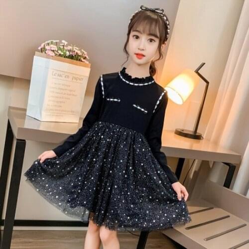 Girl Dress Kids Baby Gown 2021 Sequins Spring Autumn Toddler Formal Party Outfits Sport Teenagers Dresses Cotton Children Clothi