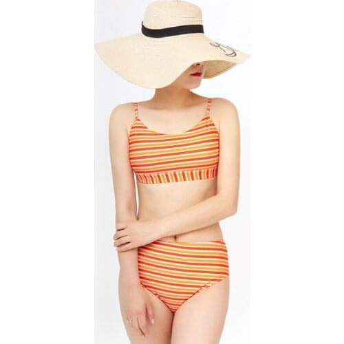 Sexy striped swimsuit woman 2021 new two-piece suits Mid-waist bikinis set swimwear for women summer beach bathing swimming