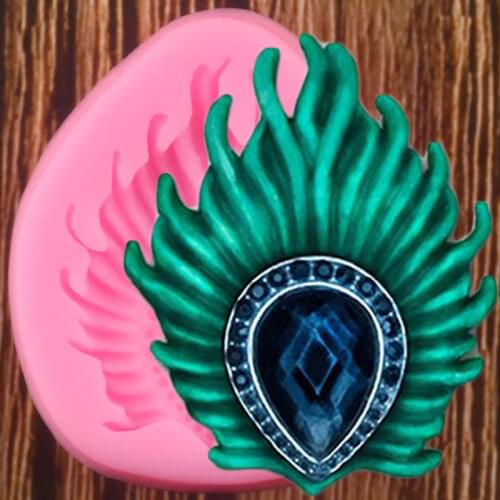 Peacock Feather Silicone Mold DIY Jewelry Cupcake Topper Fondant Cake Decorating Tools Candy Clay Chocolate Gumpaste Moulds