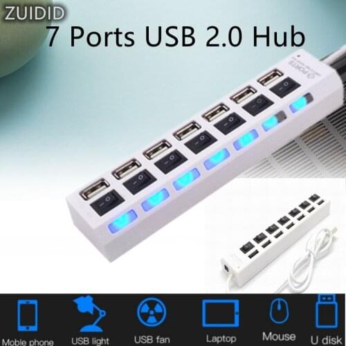 High Speed Multi Keyboard Mobile Hard Disk 7 Ports USB AC Power Usb Expander Computer Accessories USB Splitter