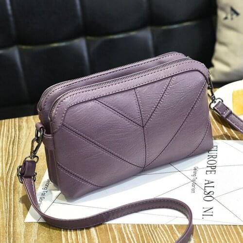 2020 new shoulder bag women Korean fashion simple embroidery thread small square bag solid color double layer small bag