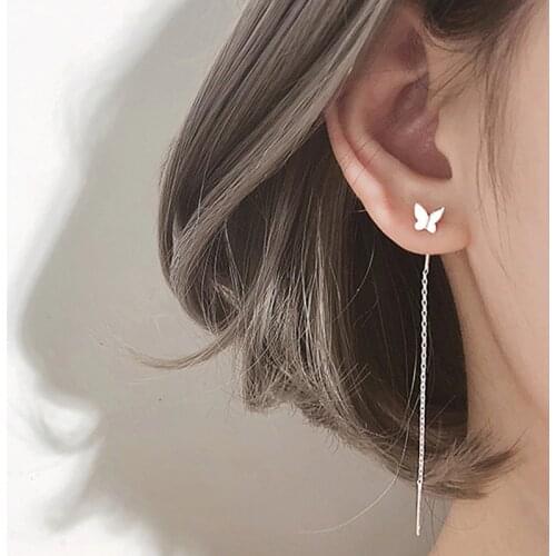 Long Tassel Butterfly Drop Earrings Silver Color 2020 Fashion Hanging Women Earrings Summer Jewelry Girls GIfts