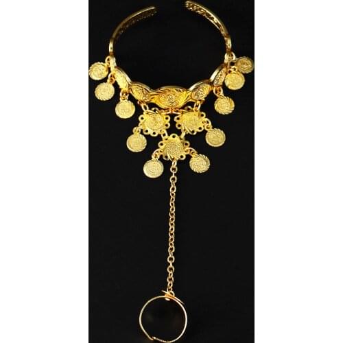 Gold Color Coin Bracelet For Women Islam Muslim Arab Coin Money Sign Middle Eastern Metal Bracelet Jewelry