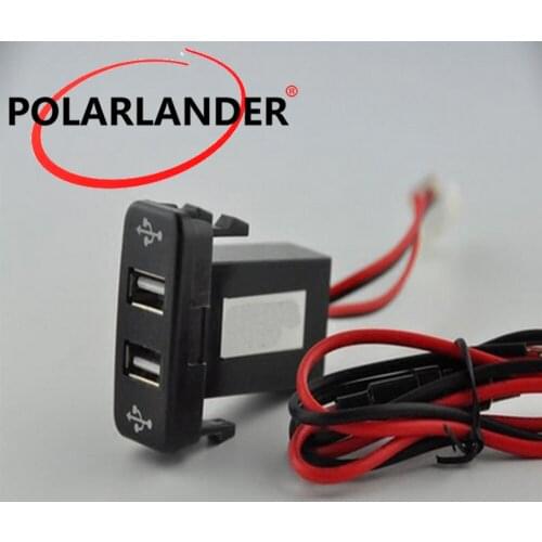 12V 2.1A USB Car Charger Dual USB Charger Socket Dashboard Cell Phone Charger for TOYOTA VIGO