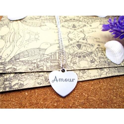 3pcs/lot Fashion stainless steel necklace "amour" Charms necklace Jewelry Gift more style for choosing