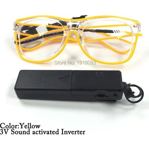 EL Wire Glasses with Transparent Frames DC-3V Sound activated Driver Novelty Lighting Colorful Glasses 5pieces